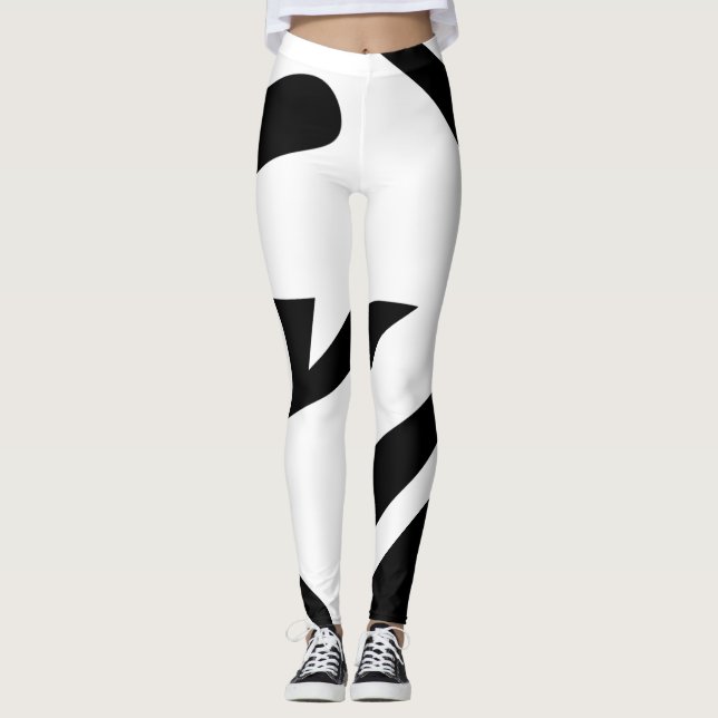 Leggings Noir sur blanc Élégant (Devant)