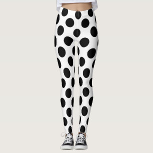 Leggings Noir sur Blanc Grand Taille Pois