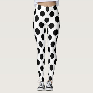 Leggings Noir sur Blanc Grand Taille Pois