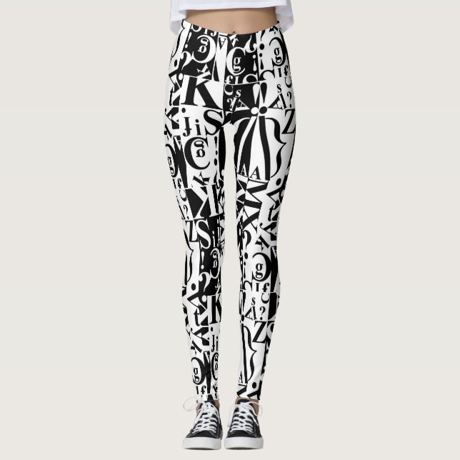 Leggings noir sur blanc sur pattes noires (Devant)
