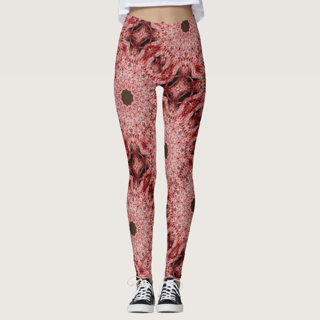Leggings noir sur rouge crachant (Devant)