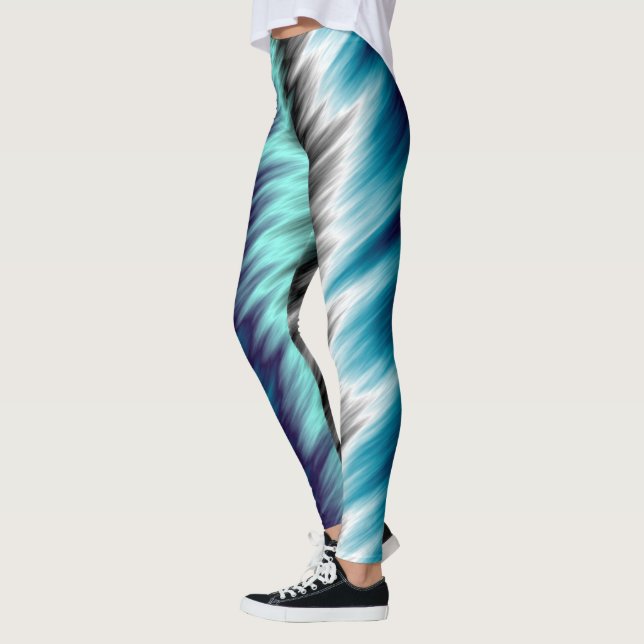 Leggings Noir Turquoise violet et blanc Abstrait 2 (Gauche)