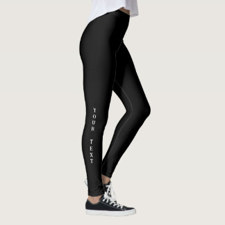 Leggings Noir uni - Personnaliser le texte ou laisser vide