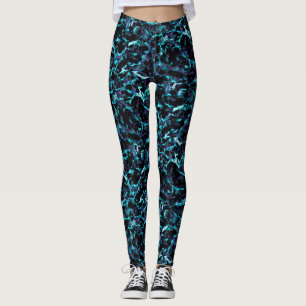 Leggings Noir violet & Choc électrique Aqua bleu