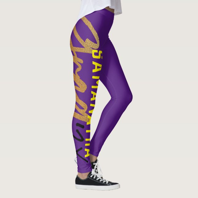 Leggings Noir violet jaune or à huile Grad Année Chic (Droite)