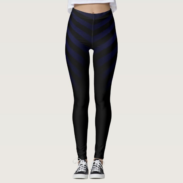 Leggings Noirs Avec Bleus Pour Femmes (Devant)