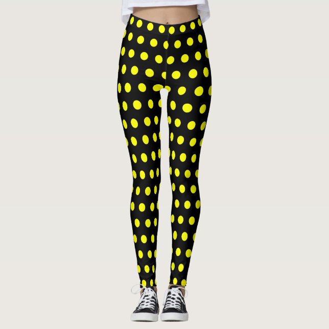 Leggings noirs chic avec Motif Jaune mignon (Devant)
