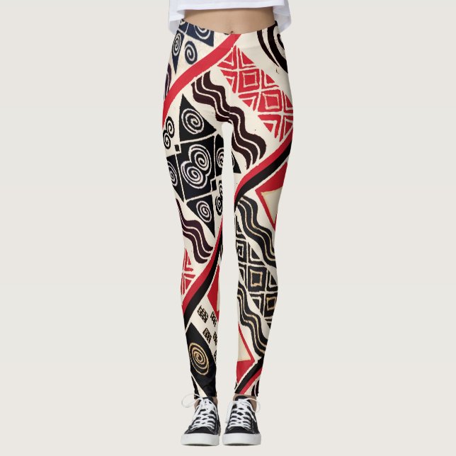 Leggings noirs tribus d'Afrique (Devant)