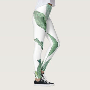 Leggings Nom du monogramme des Feuilles tropicaux verts