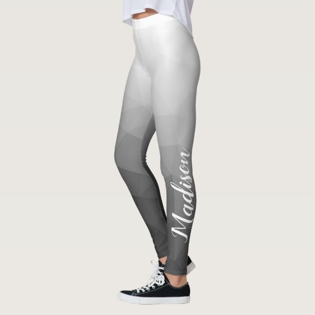 Leggings Nom du Motif de maillage de géométrie gris clair (Gauche)