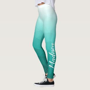 Leggings Nom du Motif de maillage de géométrie turquoise tu