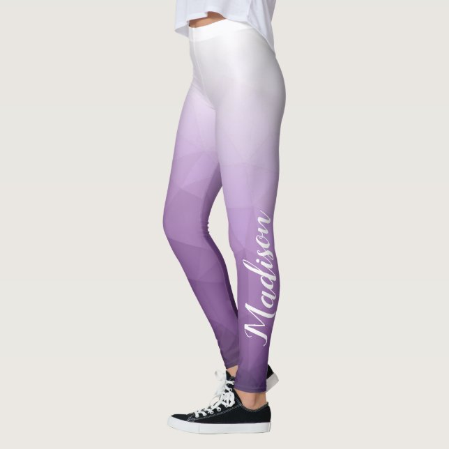 Leggings Nom du Motif de maillage de géométrie violet (Gauche)