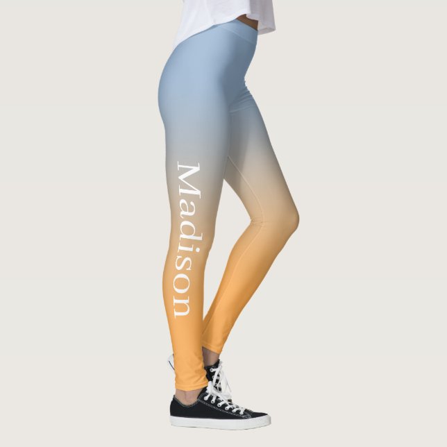 Leggings Nom élégant sur bleu clair au dégradé orange (Droite)