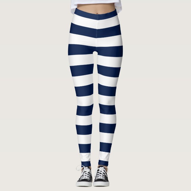 Leggings Nom personnalisé Couleur modifiable et bandes blan (Devant)