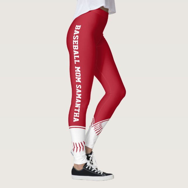 Leggings Nom personnalisé de la maman de baseball personnal (Droite)