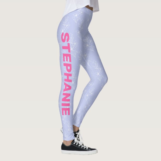 Leggings Nom personnalisé Équipe de l'école Fleur bleu clai (Droite)