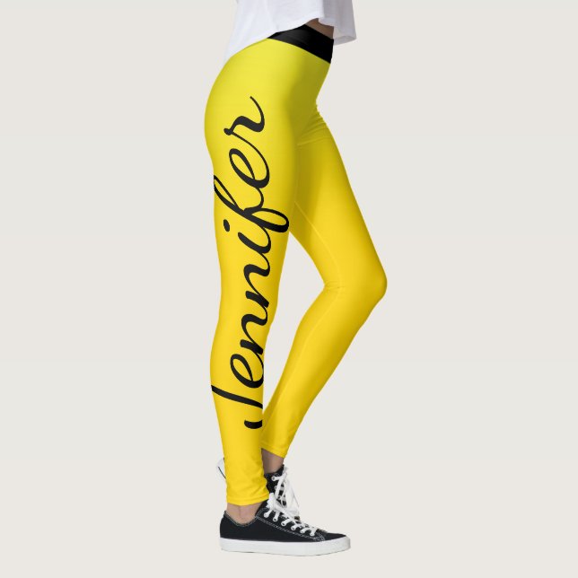 Leggings Nom personnalisé Jaune et Noir (Droite)