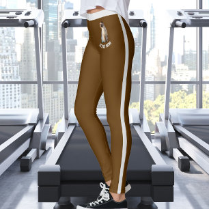 Leggings Nom personnalisé Joli Chat Siamois Photo Marron