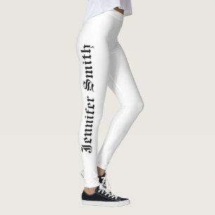 Leggings Nom personnalisé personnalisé Texte Jambe noire et