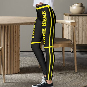 Leggings Noms d'animaux de compagnie personnalisés en jaune