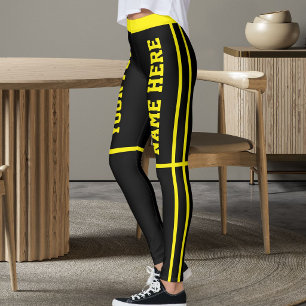 Leggings Noms de compagnie personnalisés en noir et jaune v