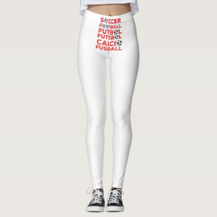 Leggings Noms de football internationaux Typographie Rouge