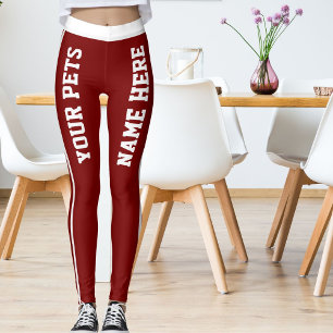 Leggings Noms des animaux de compagnie blancs à rayures rou