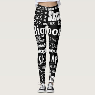Leggings Noms des guêtres de Sasquatch dans le noir