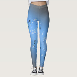 Leggings Notes musicales dans le bleu clair de lune