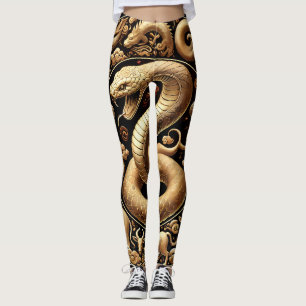 Leggings Nouvel an chinois de serpent d'or