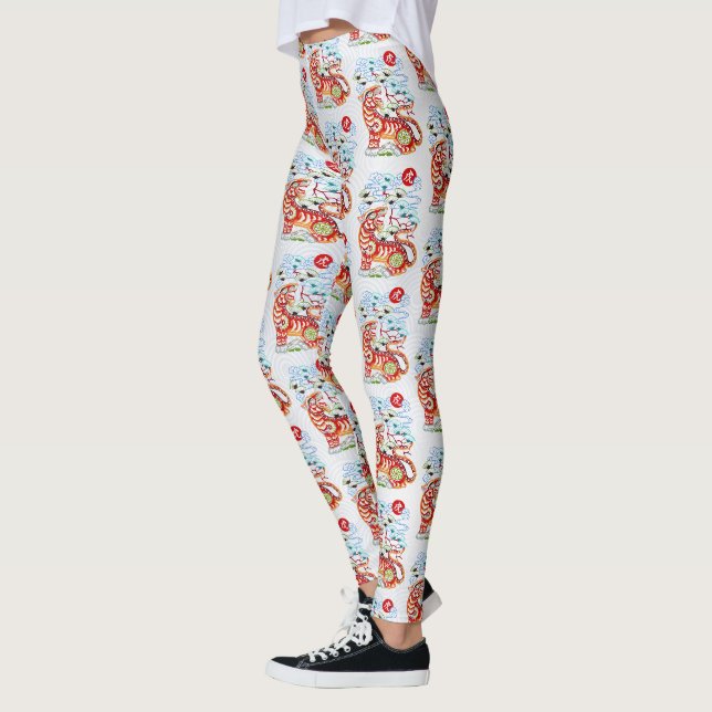 Leggings Nouvel an lunaire chinois de Tiger Papercut Motif (Gauche)