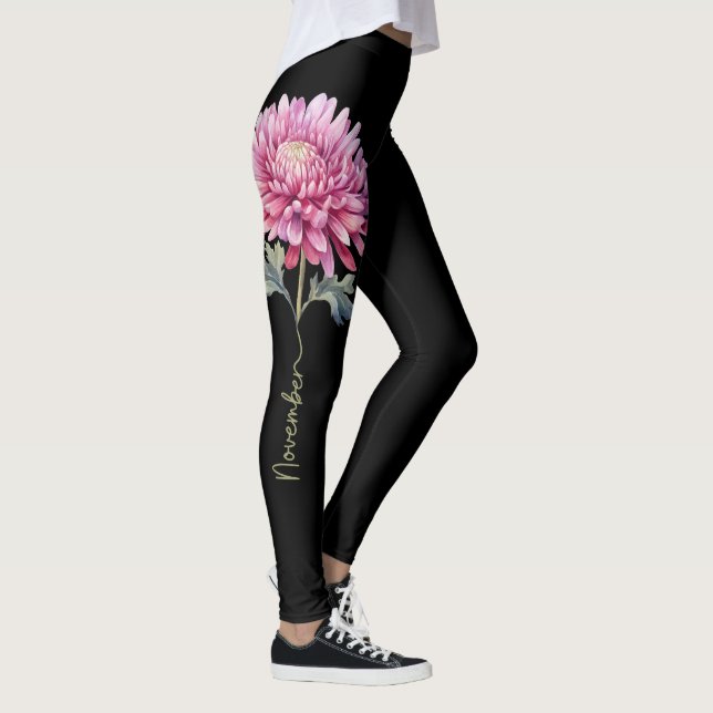 Leggings Novembre Fleur de naissance, Chrysanthème rose (Droite)