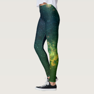 Leggings Nuage bleu vert nébuleux, Galaxie de la Voie Lact