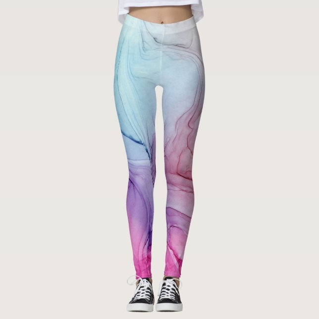 Leggings Nuage d'encre tourbillonner Abstrait Violet tendan (Devant)