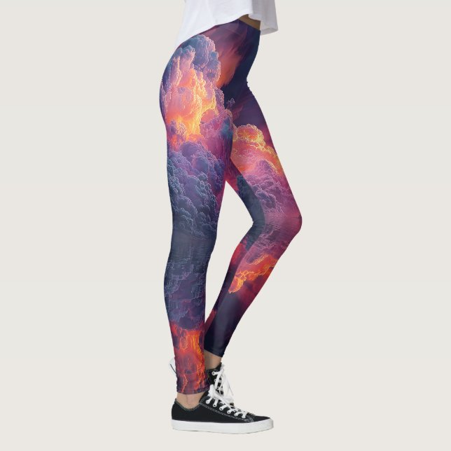 Leggings Nuages de coucher de soleil surréalistes réfléchis (Droite)