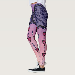 Leggings Nuages mignons, coeurs et gouttes de pluie