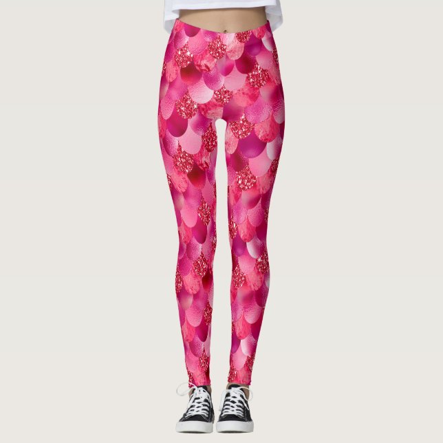 Leggings Nuances assez vibrantes de sirène de roses (Devant)