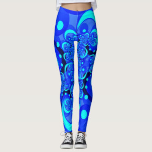 Leggings Nuances de bleu Art fractal abstrait moderne