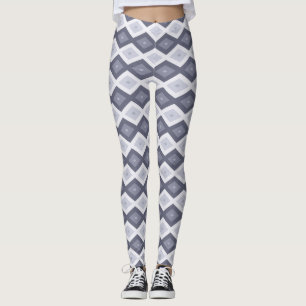 Leggings Nuances de bleu gris motif diamant