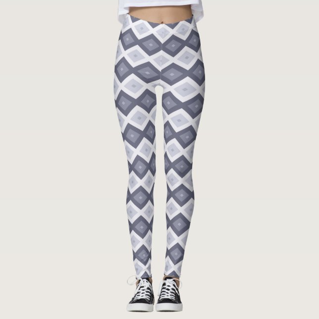 Leggings Nuances de bleu gris motif diamant (Devant)