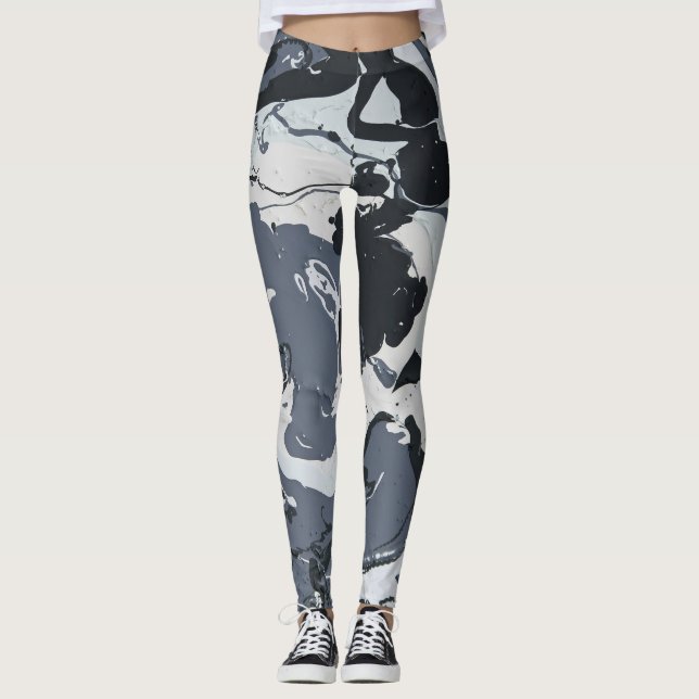 Leggings Nuances de gris monochrome moderne abstrait (Devant)