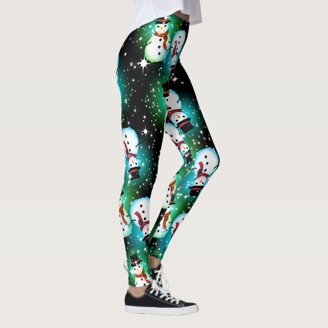 Leggings Nuit étoilée Noël du bonhomme de neige (Droite)