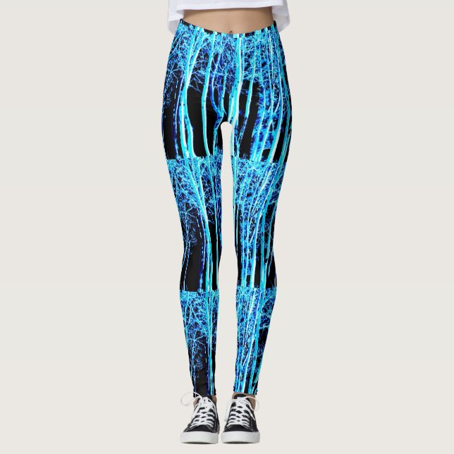 Leggings nuit forêt bleu noir (Devant)