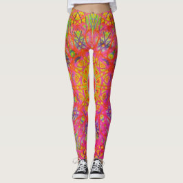 Leggings numériques Mandala jaune bleu et violet