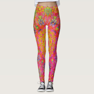 Leggings numériques Mandala jaune bleu et violet