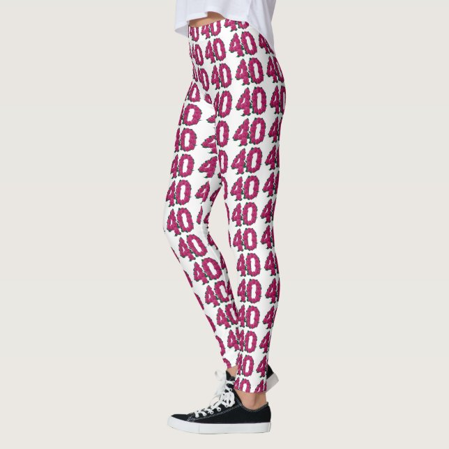 Leggings Numéro 40 roses roses mignons du quarantième (Gauche)