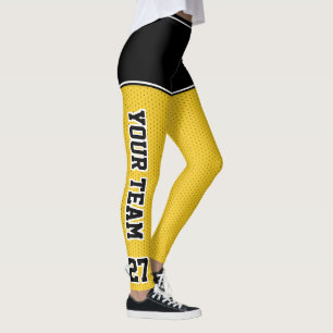 Leggings Numéro de l'équipe sportive Nom Black Yellow Dot S