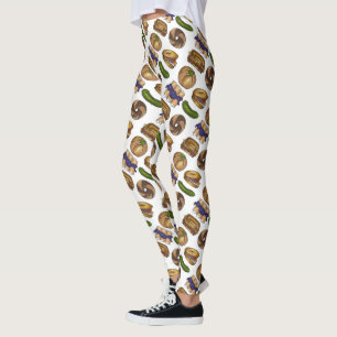 Leggings NYC Jaune Deli Food Pickle Blintz Bagel Knish Lox