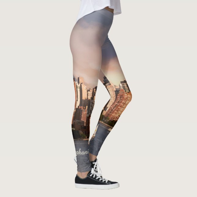 Leggings NYC Lower Manhattan Skyline avec nom personnalisé (Droite)