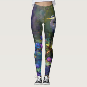 Leggings Nymphéa d'étang enchanté aquarelle nature